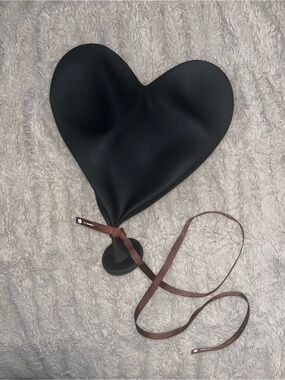 CJ Hendry Black Deflated Heart with Brown Ribbon